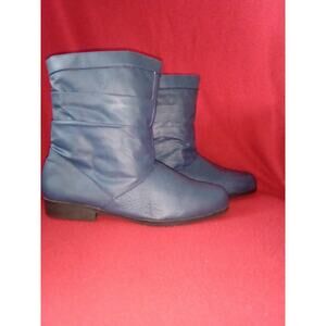 Blue Slouch Boots Genuine Pebbled Leather Fur Lined Womens Size 8W Spring Pastel